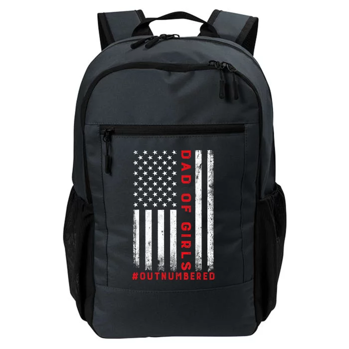 Dad Of Girl Outnumbered Vintage American Flag 4th Of July Daily Commute Backpack