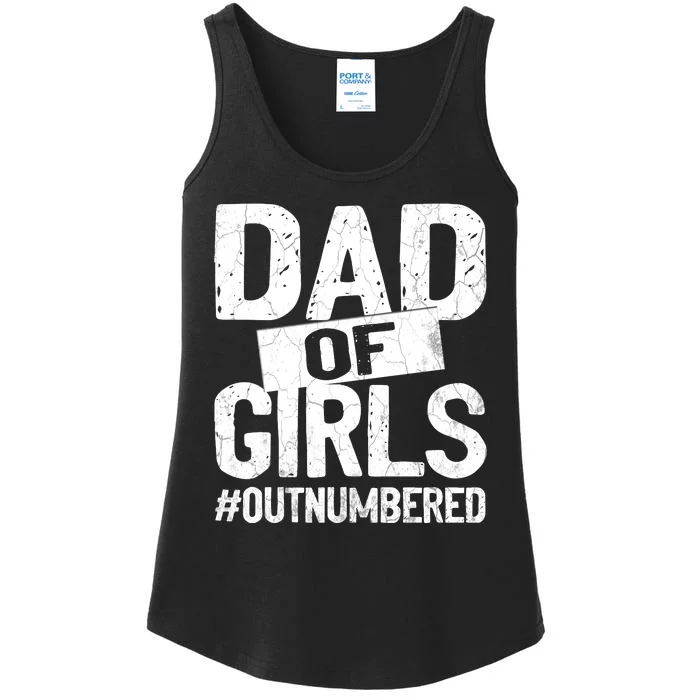 Dad Of Girls Outnumbered Funny Girl Dad Ladies Essential Tank