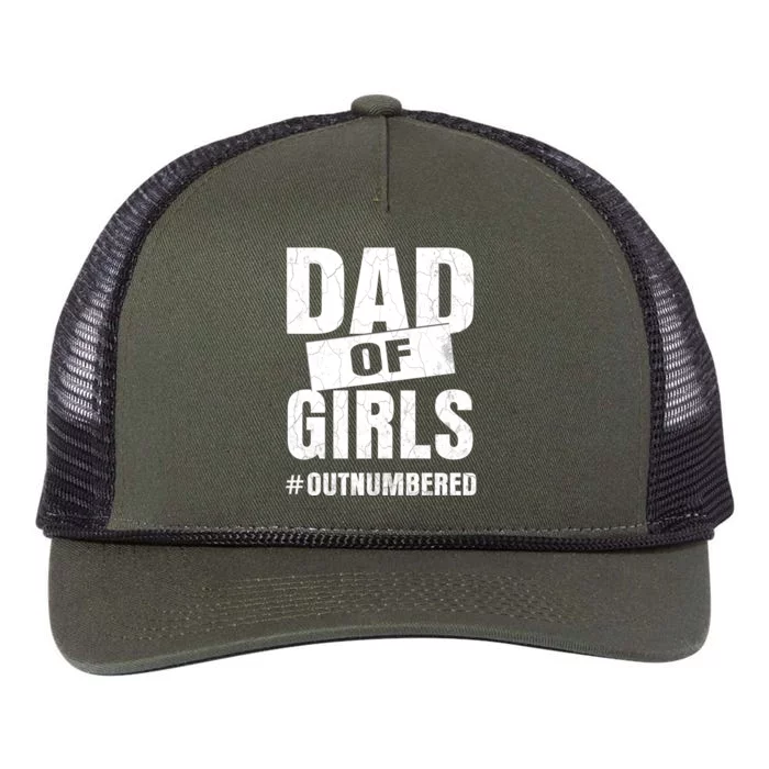 Dad Of Girls Outnumbered Funny Girl Dad Retro Rope Trucker Hat Cap