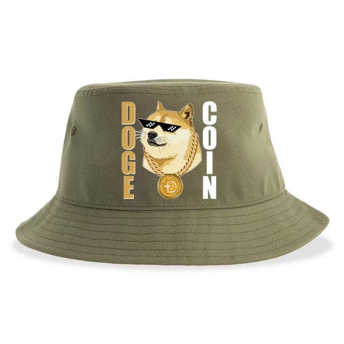 Doge Coin Gansta Thug Dogecoin Crypto Currency Sustainable Bucket Hat