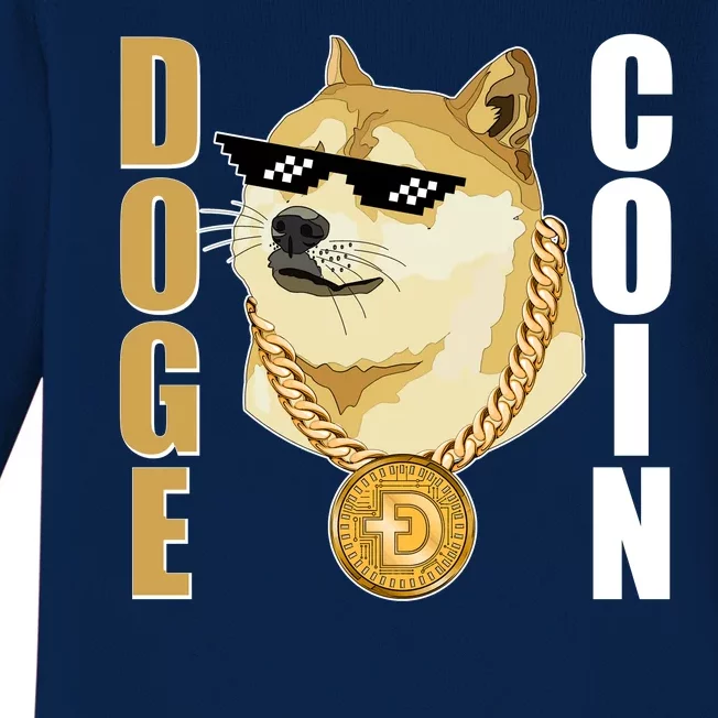 Doge Coin Gansta Thug Dogecoin Crypto Currency Baby Long Sleeve Bodysuit