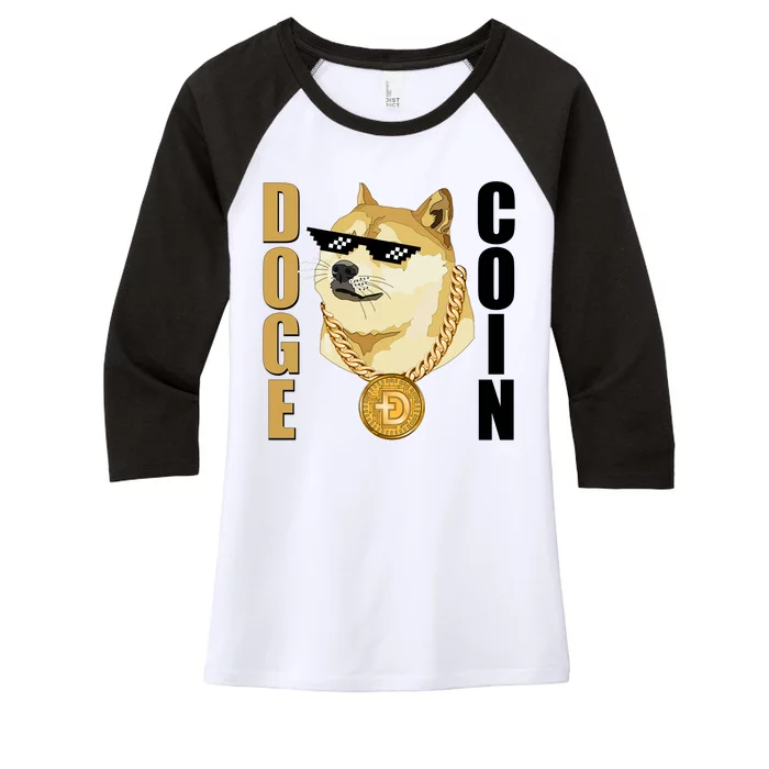 Doge Coin Gansta Thug Dogecoin Crypto Currency Women's Tri-Blend 3/4-Sleeve Raglan Shirt