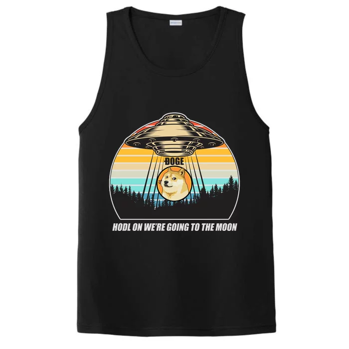 Doge Coin UFO Doge Crypto Currency To The Moon Performance Tank