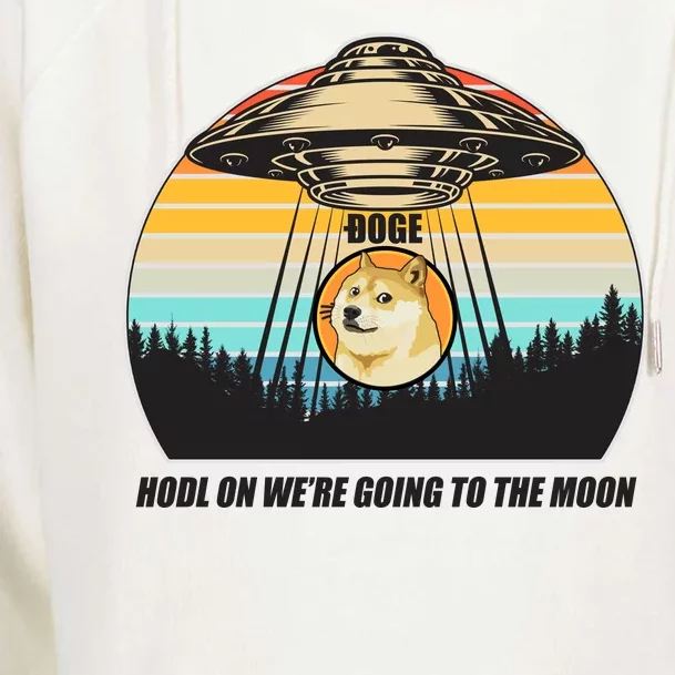 Doge Coin UFO Doge Crypto Currency To The Moon Womens Funnel Neck Pullover Hood