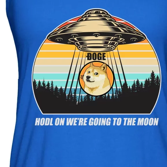 Doge Coin UFO Doge Crypto Currency To The Moon Ladies Essential Flowy Tank