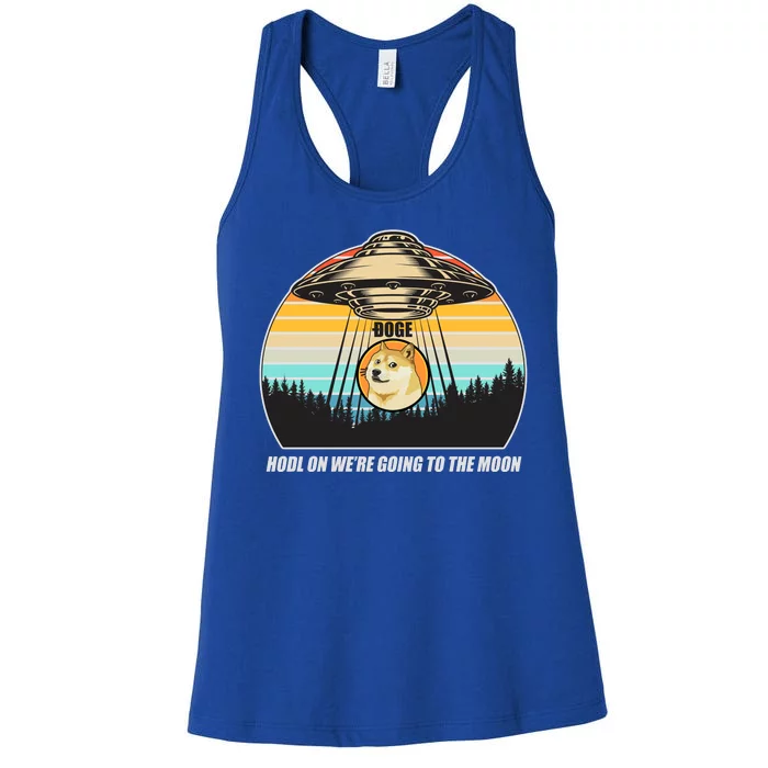 Doge Coin UFO Doge Crypto Currency To The Moon Women's Racerback Tank