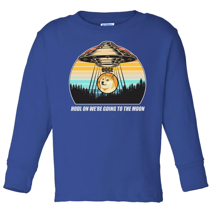 Doge Coin UFO Doge Crypto Currency To The Moon Toddler Long Sleeve Shirt