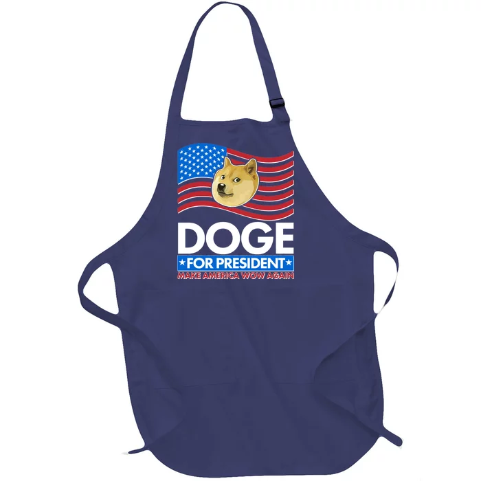 DOGE For President Make America Wow Again Full-Length Apron With Pocket