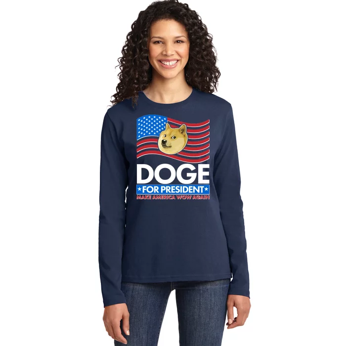 DOGE For President Make America Wow Again Ladies Long Sleeve Shirt