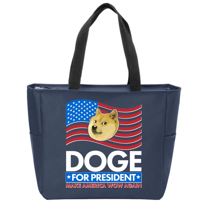 DOGE For President Make America Wow Again Zip Tote Bag