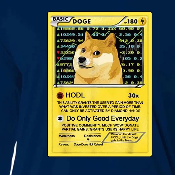 Doge HODL Card Crypto Currency Funny Cooling Performance Long Sleeve Crew