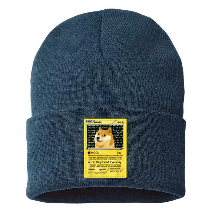 Doge HODL Card Crypto Currency Funny Sustainable Knit Beanie