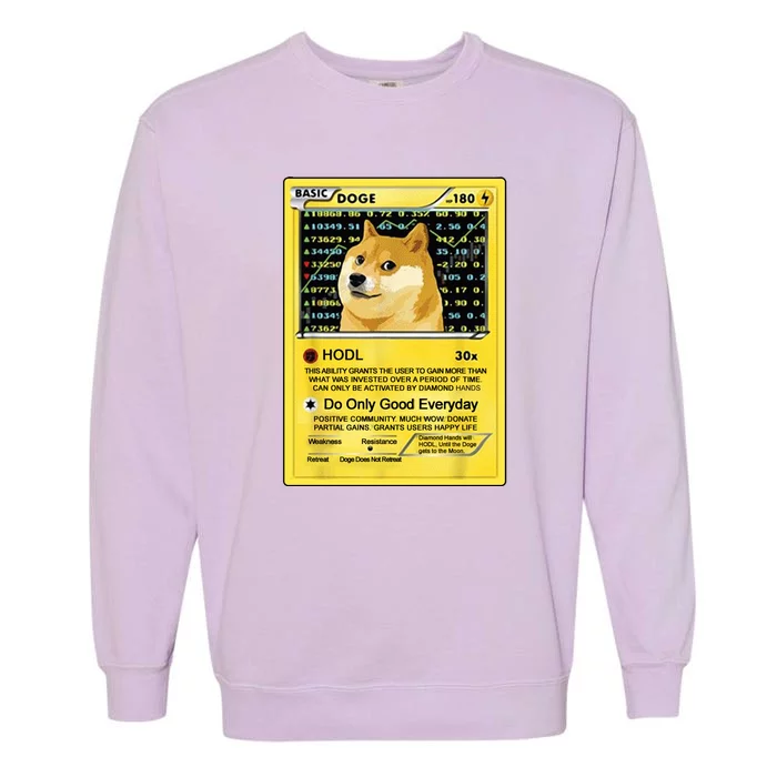 Doge HODL Card Crypto Currency Funny Garment-Dyed Sweatshirt