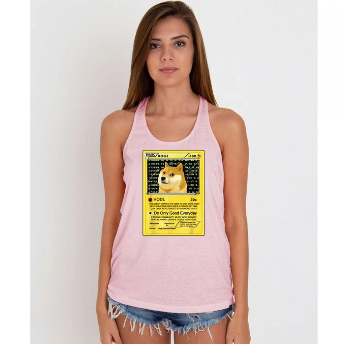 Doge HODL Card Crypto Currency Funny Women's Knotted Racerback Tank