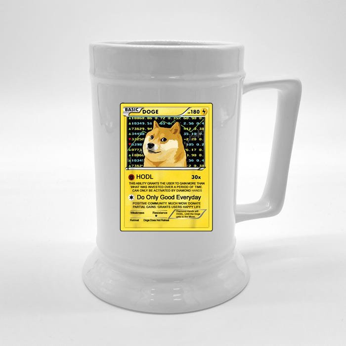 Doge HODL Card Crypto Currency Funny Front & Back Beer Stein