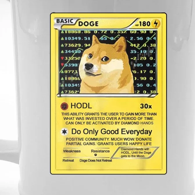 Doge HODL Card Crypto Currency Funny Front & Back Beer Stein