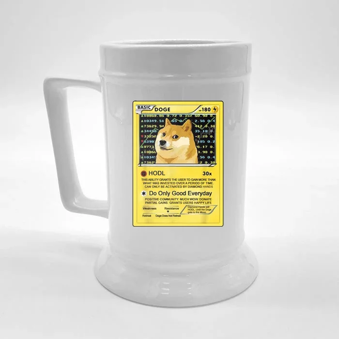 Doge HODL Card Crypto Currency Funny Front & Back Beer Stein