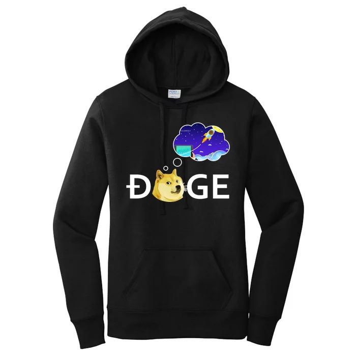 Doge To The Moon Crypto Currency Dogecoin Women's Pullover Hoodie