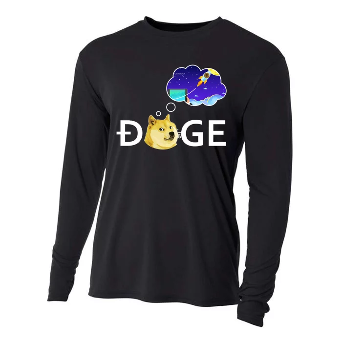 Doge To The Moon Crypto Currency Dogecoin Cooling Performance Long Sleeve Crew