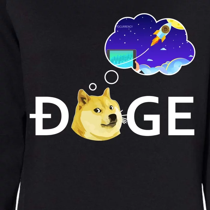 Doge To The Moon Crypto Currency Dogecoin Womens California Wash Sweatshirt