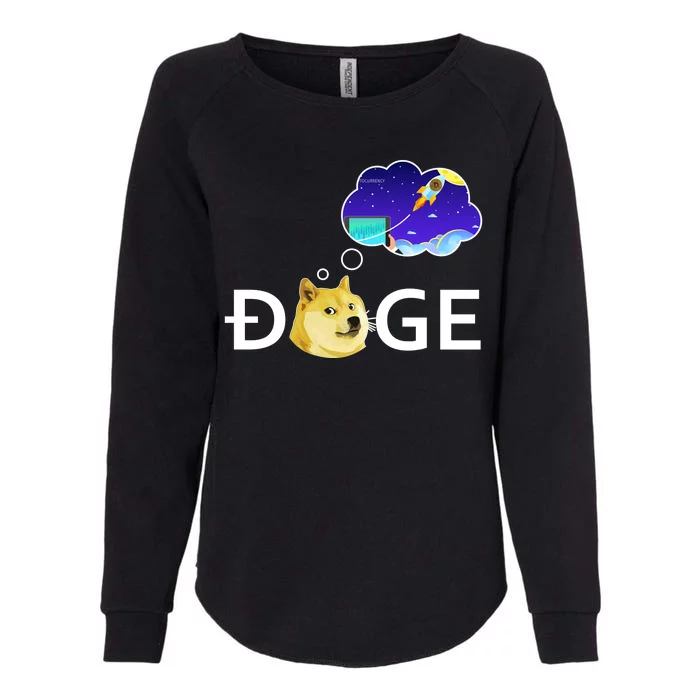 Doge To The Moon Crypto Currency Dogecoin Womens California Wash Sweatshirt