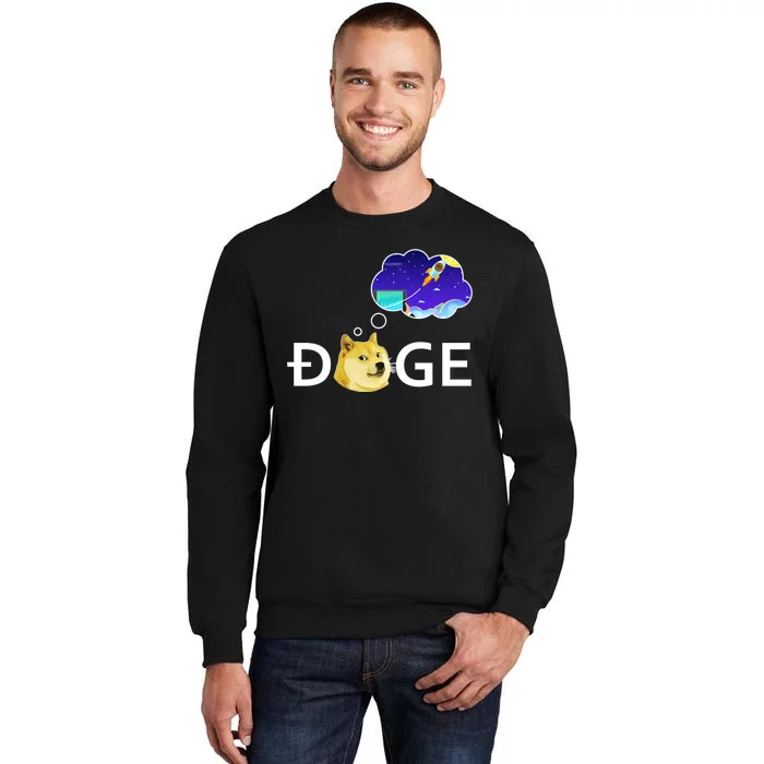 Doge To The Moon Crypto Currency Dogecoin Tall Sweatshirt