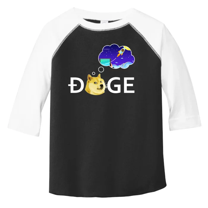 Doge To The Moon Crypto Currency Dogecoin Toddler Fine Jersey T-Shirt