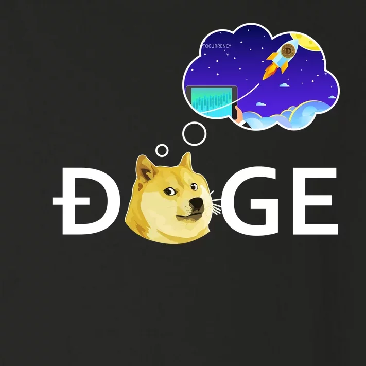 Doge To The Moon Crypto Currency Dogecoin Toddler Long Sleeve Shirt