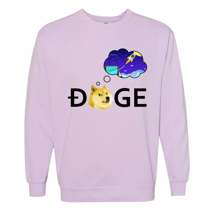 Doge To The Moon Crypto Currency Dogecoin Garment-Dyed Sweatshirt