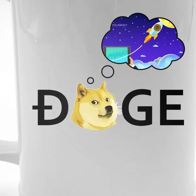 Doge To The Moon Crypto Currency Dogecoin Front & Back Beer Stein