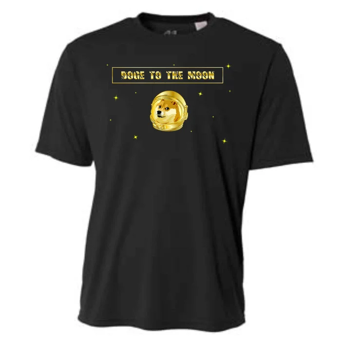 Doge To The Moon Dogecoin Crypto Currency Cooling Performance Crew T-Shirt