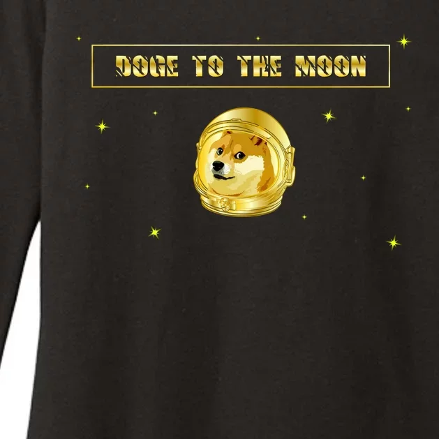 Doge To The Moon Dogecoin Crypto Currency Womens CVC Long Sleeve Shirt