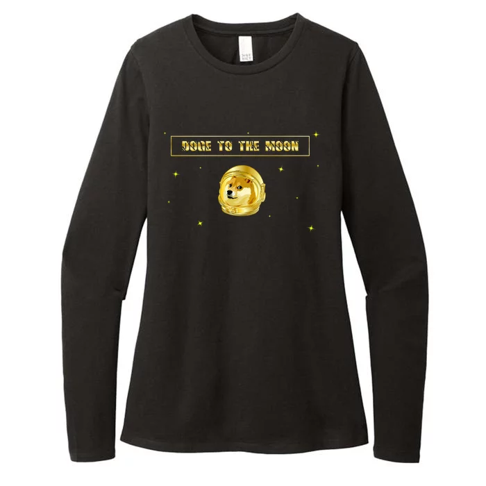 Doge To The Moon Dogecoin Crypto Currency Womens CVC Long Sleeve Shirt