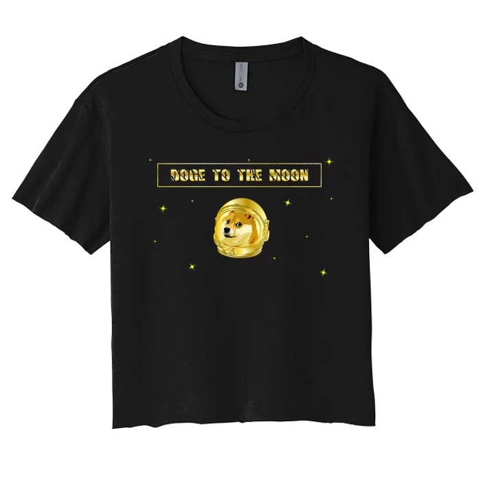 Doge To The Moon Dogecoin Crypto Currency Women's Crop Top Tee