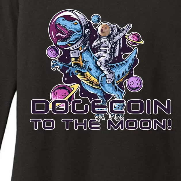 Dogecoin Crypto Currency Doge Dinosaur Womens CVC Long Sleeve Shirt