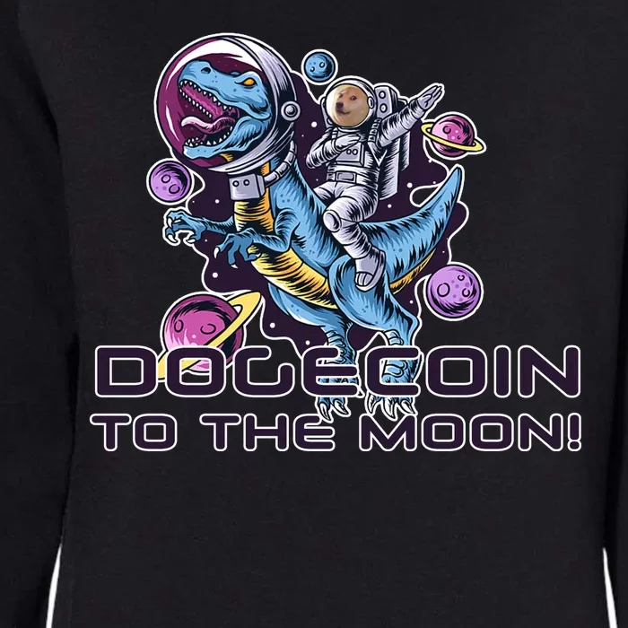 Dogecoin Crypto Currency Doge Dinosaur Womens California Wash Sweatshirt