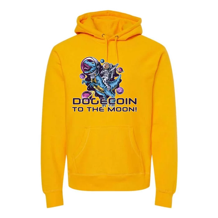 Dogecoin Crypto Currency Doge Dinosaur Premium Hoodie