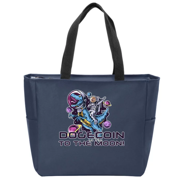 Dogecoin Crypto Currency Doge Dinosaur Zip Tote Bag