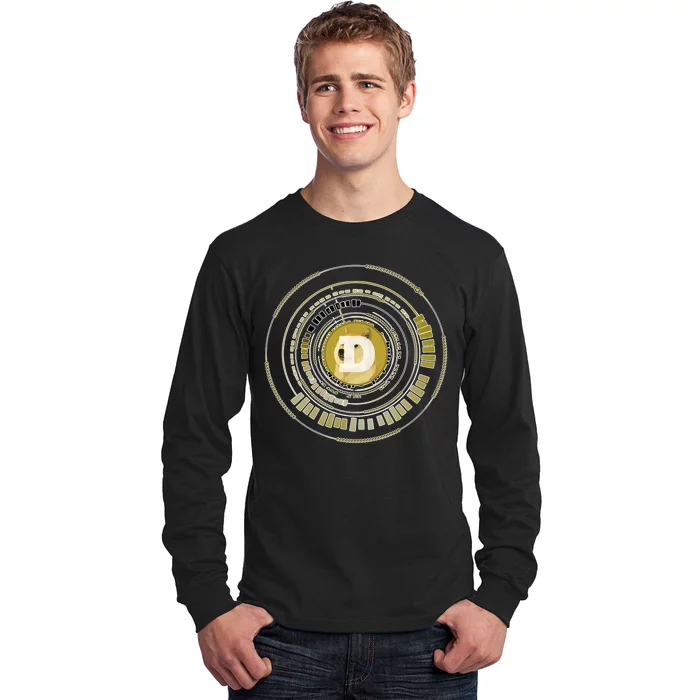 Dogecoin Cryptocurrency Crypto Gold Logo Long Sleeve Shirt