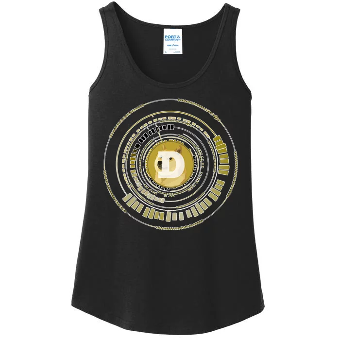 Dogecoin Cryptocurrency Crypto Gold Logo Ladies Essential Tank