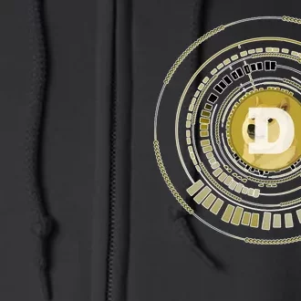 Dogecoin Cryptocurrency Crypto Gold Logo Full Zip Hoodie