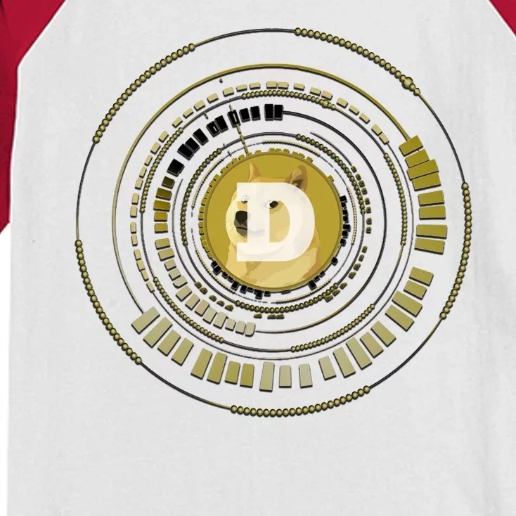 Dogecoin Cryptocurrency Crypto Gold Logo Kids Colorblock Raglan Jersey