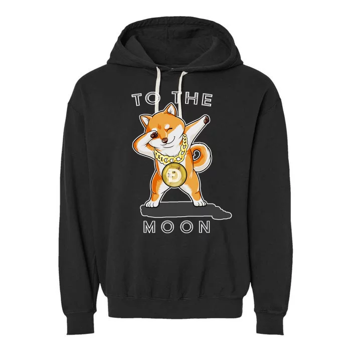 Dogecoin Dab To The Moon Garment-Dyed Fleece Hoodie