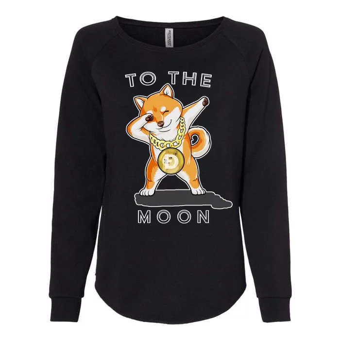 Dogecoin Dab To The Moon Womens California Wash Sweatshirt