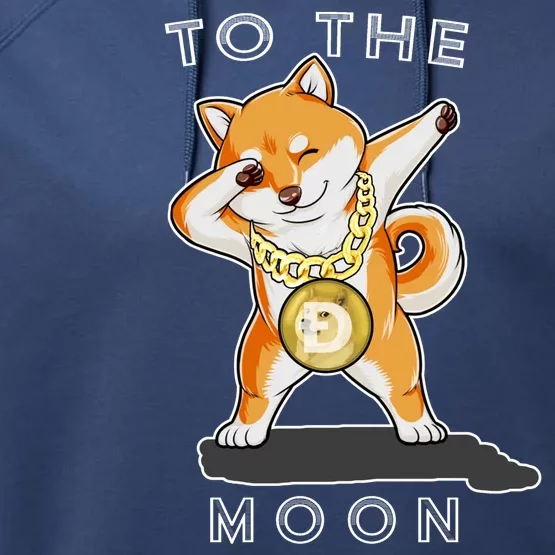 Dogecoin Dab To The Moon Performance Fleece Hoodie