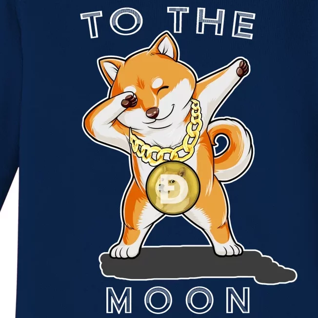 Dogecoin Dab To The Moon Baby Long Sleeve Bodysuit