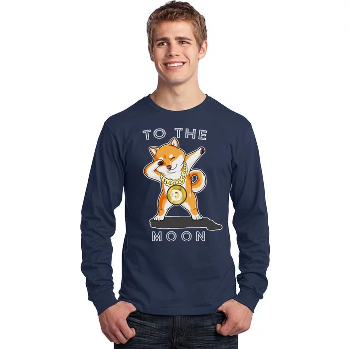 Dogecoin Dab To The Moon Tall Long Sleeve T-Shirt