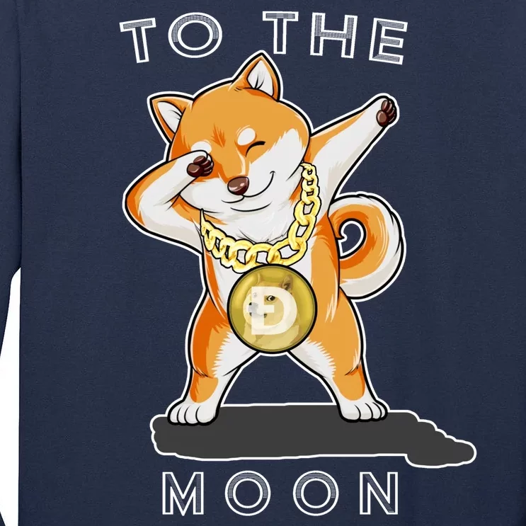 Dogecoin Dab To The Moon Tall Long Sleeve T-Shirt