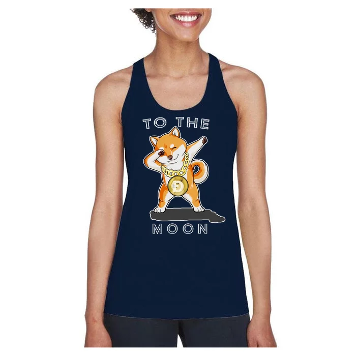 Dogecoin Dab To The Moon Women's Racerback Tank