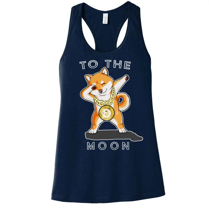 Dogecoin Dab To The Moon Women's Racerback Tank